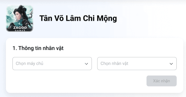 Màn hình thông tin nhân vật trên PC
